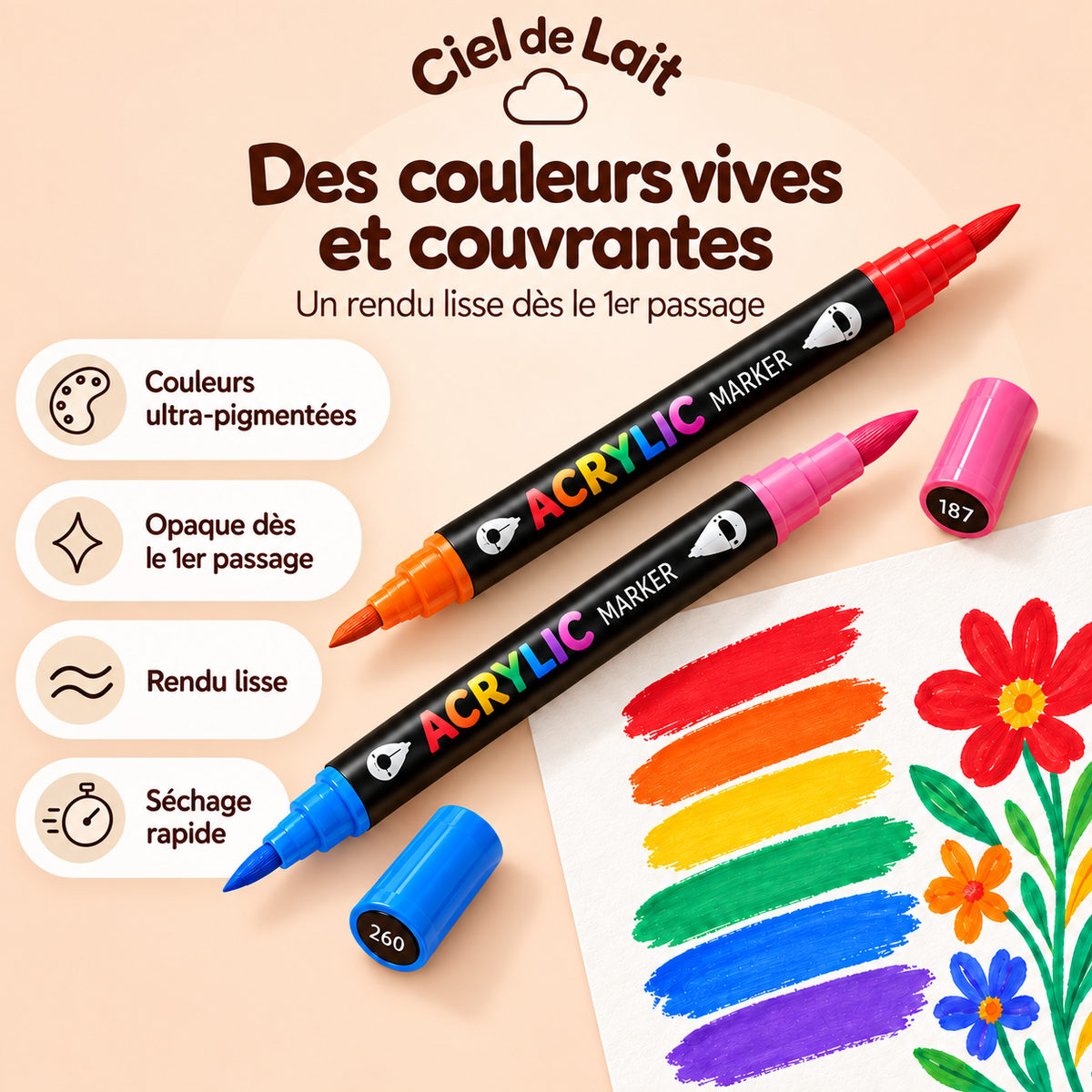 Feutres acryliques double pointe