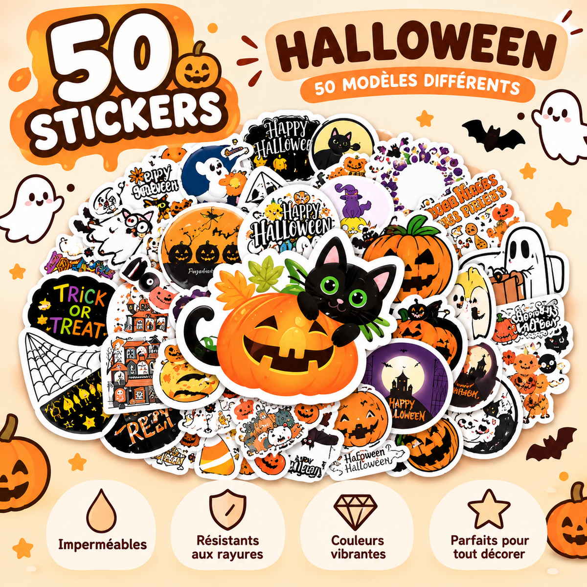 Pack de 50 Stickers Halloween