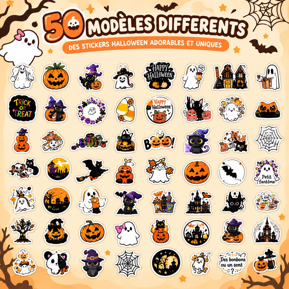 Pack de 50 Stickers Halloween